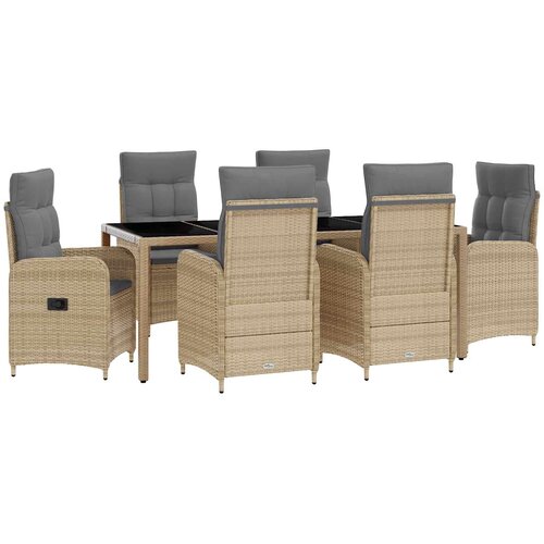 vidaXL Zunanja jedilnica z blazino 7 pcs Bež in svetlo siva, (5000281621) Cene