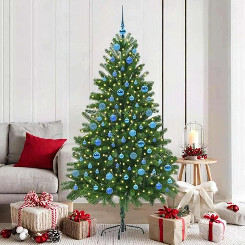 vidaXL Božično drevo med 300 LED z stojalom Zelena 180 cm PE Cene