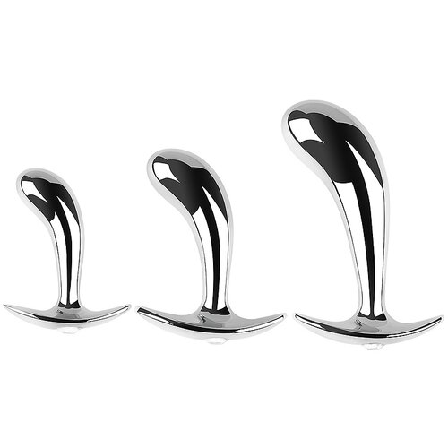 SuperLove Jewel Curved Anal Plug Set Silver-Clear Gem Slike