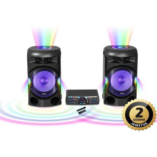 Akai karaoke 400W, set 2x zvučnik + pojačalo, FM USB, SD, bež mikr, crni DUAL Y3 Cijene