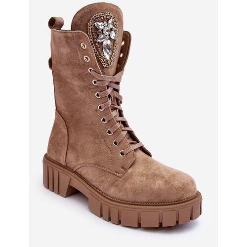 Boto PS1 Suede Boots With Jewelry Decoration Workery Dark Beige Marx Slike