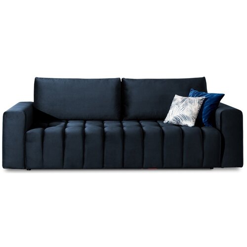 ELTAP Tamno plava baršunasti sklopiva/s prostorom za odlaganje sofa 247 cm Lazaro – Cene