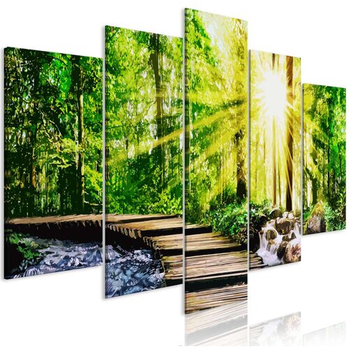  Slika - Forest Footbridge (5 Parts) Wide 100x50 Slike