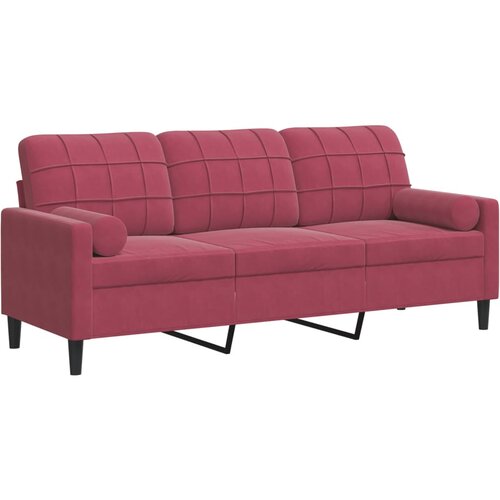 Maison Chic kavč - Sofa - Kanape trosed z okrasnimi blazinami vinsko rdeč 180 cm žamet, (21727778) Cene