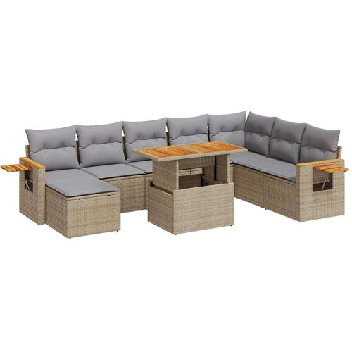 vidaXL 7-dijelni set vrtnih sofa s jastucima bež od poliratana bagrem Cene