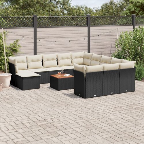  13-dijelni set vrtnih sofa s jastucima poliratan crni Cijene