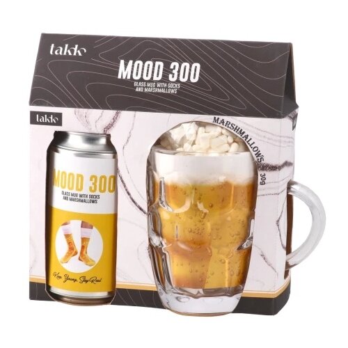 Takk Mood 300, staklena šolja sa čarapama i maršmelo 30g, pivo Cene