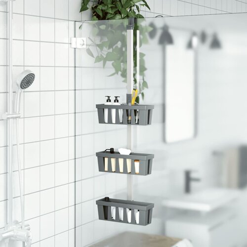 vidaXL Polica za vješanje za tuš 30 x 15 x (67 - 105) cm aluminijska Cijene