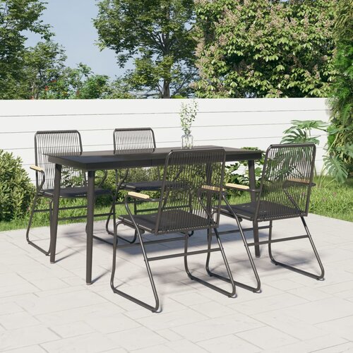 vidaXL 5-dijelni vrtni blagovaonski set od PVC ratana crni Cene