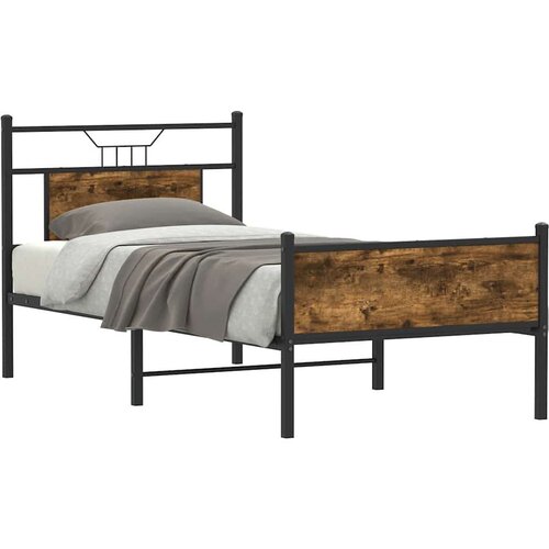  Posteljni okvir brez vzmetnice hrast 75x190 cm inženirski les, (21828981) Slike