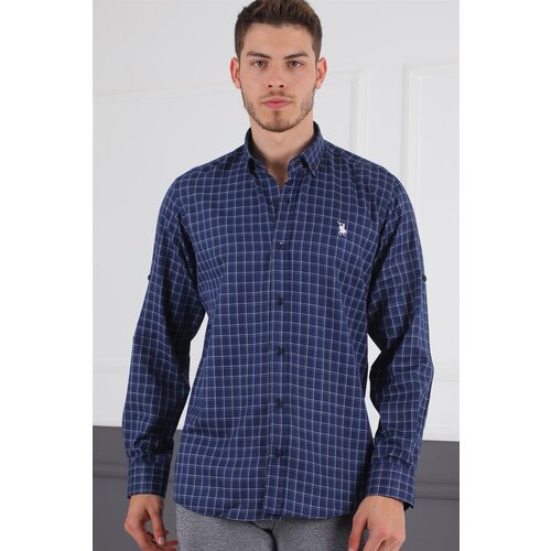 Dewberry G720 MEN'S SHIRT-NAVY BLUE - WHITE Cene