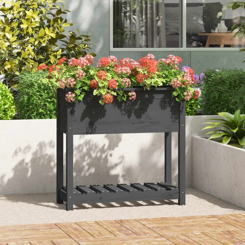 VidaXL Sadilica s policom siva 82 5x34 5x81 cm od masivne borovine Slike