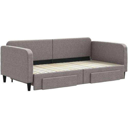 VidaXL Dnevni krevet na razvlačenje smeđesivi 100 x 200 cm od tkanine Slike