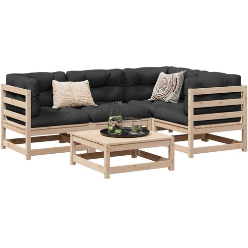 VidaXL 5-dijelni set vrtnih sofa od masivne borovine s jastucima Slike