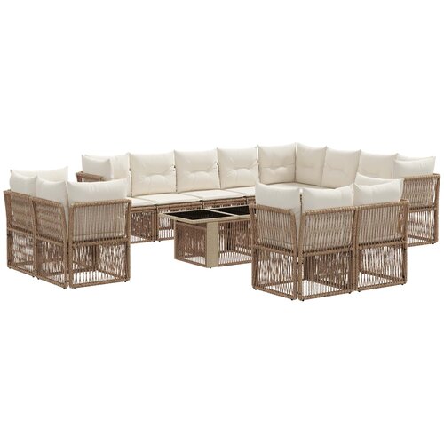 vidaXL Vrtna sedežna garnitura 13 pcs poli ratan, (5000269329) Cene