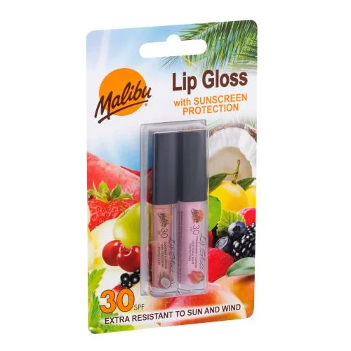 Malibu Lip Gloss Set sijaj za ustnice 1,5 ml Coconut + sijaj za ustnice 1,5 ml Strawberry