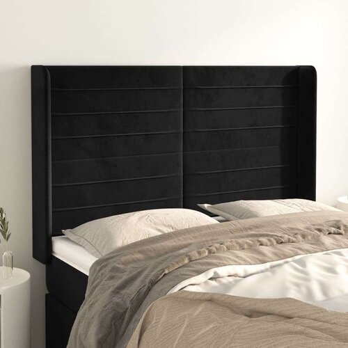  Uzglavlje s u&amp;scaron;ima crno 147x16x118/128 cm bar&amp;scaron;unasto Slike