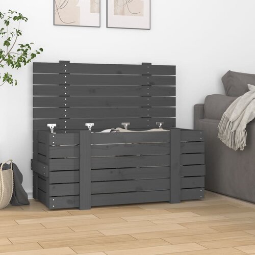vidaXL Kutija za pohranu siva 91x40 5x42 cm od masivne borovine Cijene