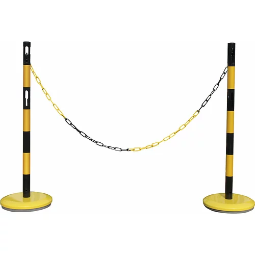 VISO Komplet zapornih stebričev z verigo, 2 stebriča, veriga dolžine 2,5 m, rumena / črna