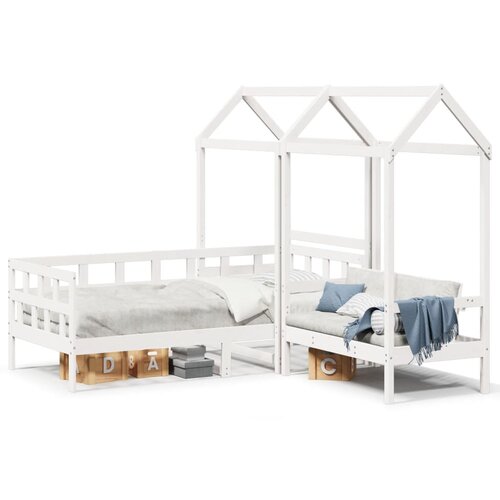 VidaXL Set dnevnog kreveta s krovom 80x200 cm bijeli borovina Slike