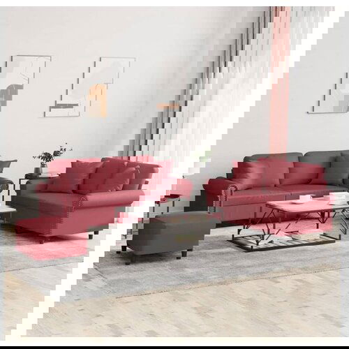 vidaXL 3-dijelni set sofa s jastucima boja vina od umjetne kože Cijene