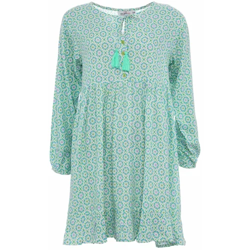Zwillingsherz Košulja haljina 'Rosalind' svijetloplava / zelena / ljubičasta / bijela