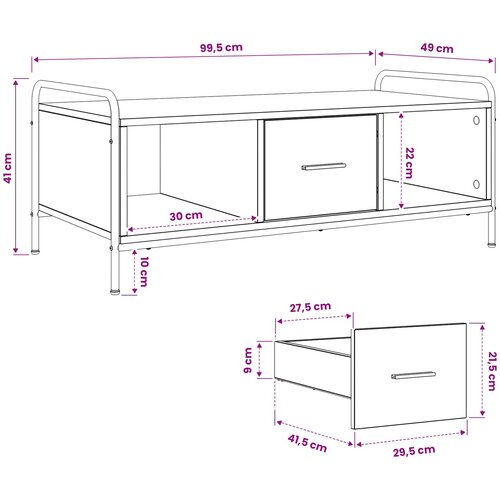  Stolić za kavu Hrast sonoma 99,5 x 49 x 41 cm Konstruirano drvo Slike