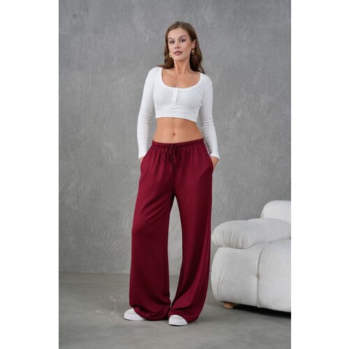 Trendyol Red Soft Touch Elastic Waist Regular Fit Knitted Trousers Slike
