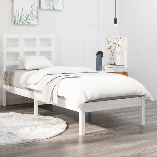 The Living Store Posteljni okvir bel iz trdnega lesa 100x200 cm - Posteljni Okvir, (21531480) Cene
