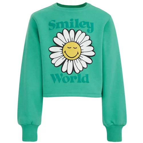 WE Fashion Sweater majica 'SmileyWorld®' zelena / bijela