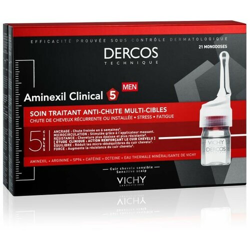 Vichy dercos aminexil ampule protiv opadanja kose za muškarce, 21 komad Cene