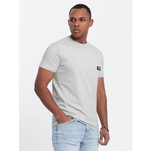 Ombre Casual men&amp;#039;s t-shirt with patch pocket - pale green Slike