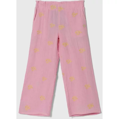 Guess Otroške bombažne hlače roza barva