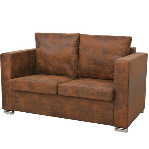  2-dijelni set sofa od umjetne bru&amp;scaron;ene kože Smeđa Slike