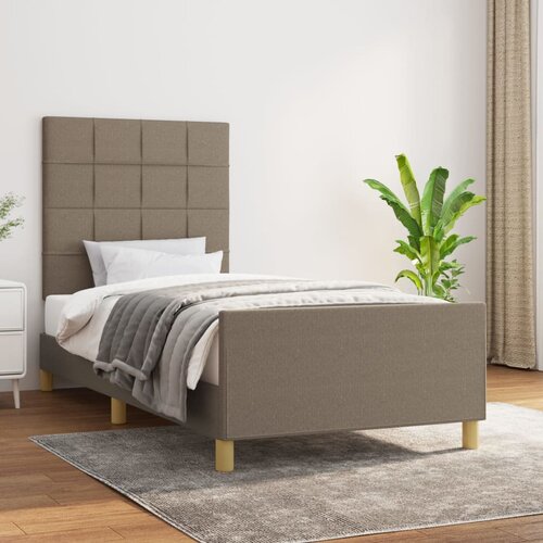 The Living Store Posteljni okvir z vzglavjem taupe 100x200 cm blago - Posteljni Okvir Z Vzglavjem, (21524094) Slike