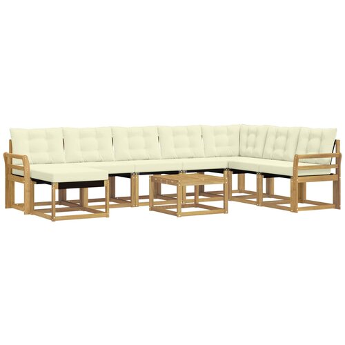 vidaXL Zunanja garnitura za sedenje z blazino 9 pcs Bela in krem, (5000282220) Cene