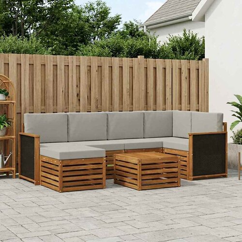  Set vanjskih sofa 6 kom. Prirodna i svjetlosiva Slike