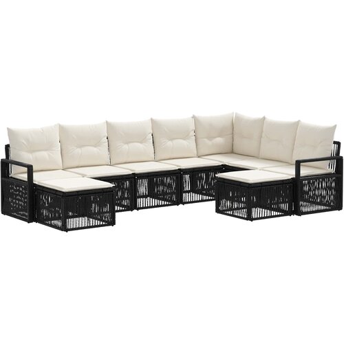 vidaXL Vrtna sedežna garnitura 9 pcs Črna poli ratan, (5000271857) Cene