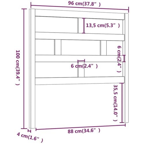  Uzglavlje za krevet 96 x 4 x 100 cm od masivne borovine Slike