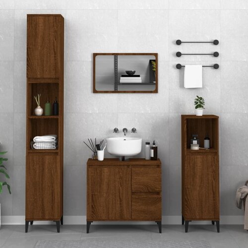 The Living Store Kopalniška omarica rjavi hrast 30x30x190 cm inženirski les - Kopalniška Omarica, (21436888) Cene