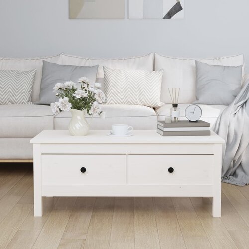 vidaXL Klubska mizica bela 100x50x40 cm trdna borovina Cene