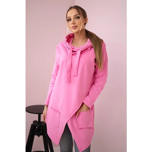 Kesi Tunic with a clutch on the front Oversize light pink Cene