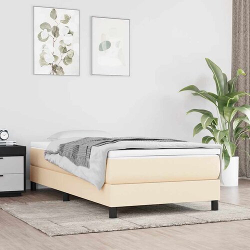  Okvir za krevet s oprugom Krem 80x200cm Tkanina Slike