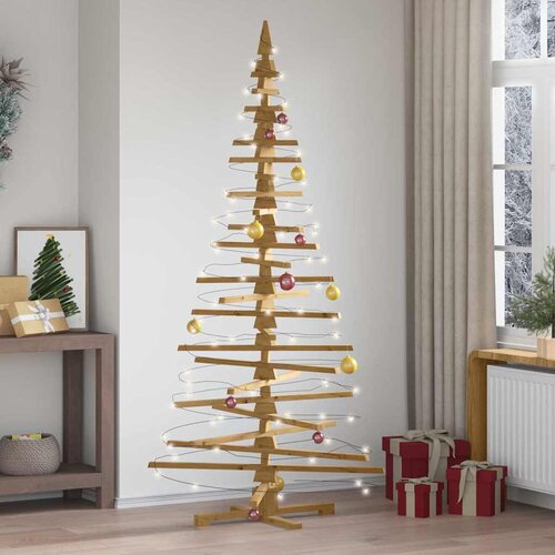 vidaXL Leseno božično drevo z stojalom Rjava 210 cm Trdna borovina Cene