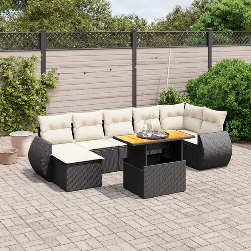 VidaXL 8-dijelni set vrtnih sofa od poliratana s jastucima crni Slike