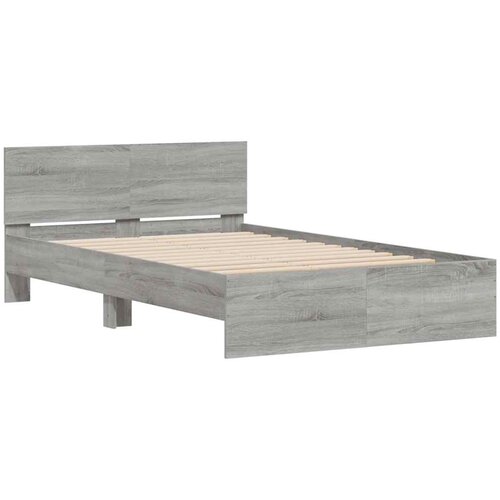  Okvir kreveta s uzglavljem i LED boja hrasta 135x190 cm Slike