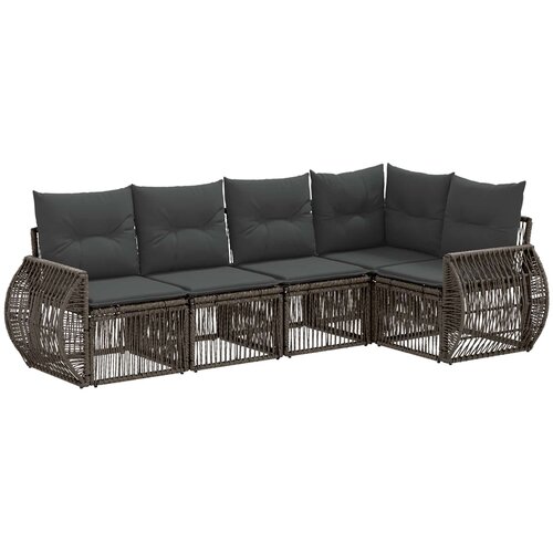  Sjedeća garnitura za vrt 5 kom. Siva i tamno siva poliratan 70 x 62 x 70 cm Slike