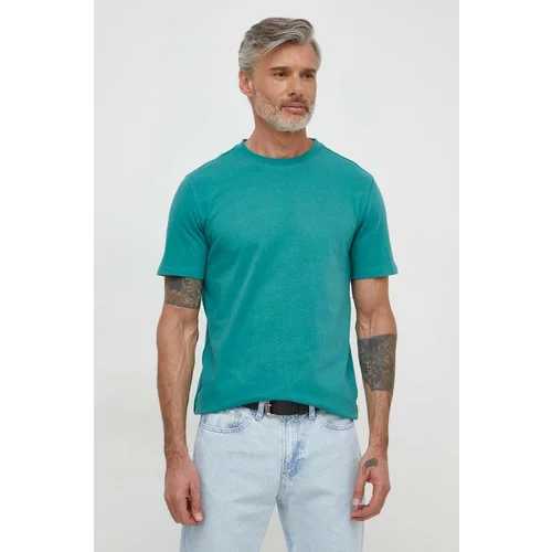 Desigual Pamučna majica za muškarce, boja: zelena, bez uzorka