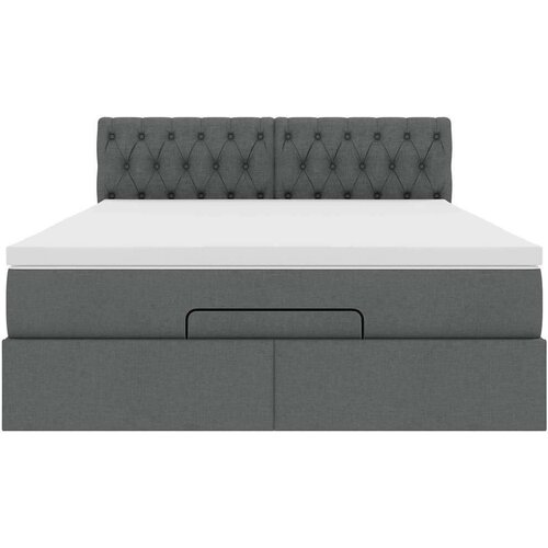 VidaXL otomanski krevet s madracem tamnosivi 140x190cm od tkanine Slike