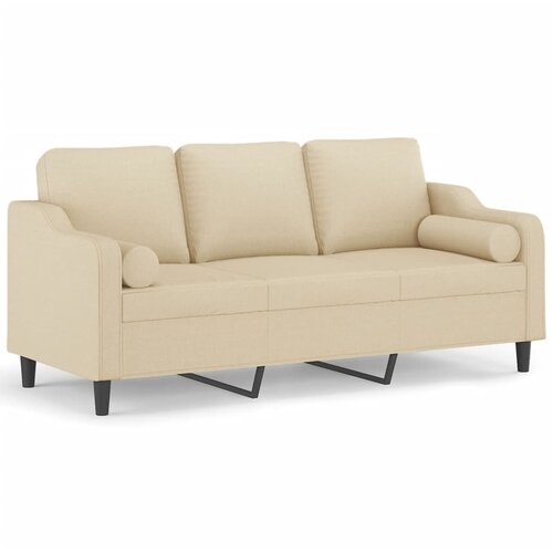 VidaXL Trosjed s ukrasnim jastucima krem 180 cm od tkanine Slike
